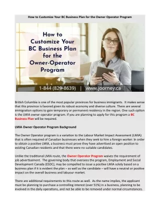 how to customize your bc business plan