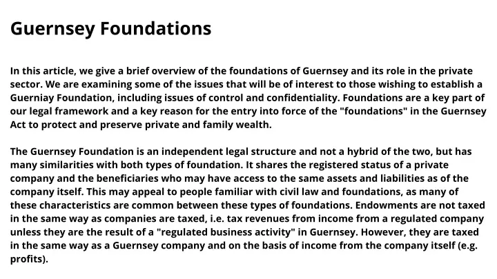 guernsey foundations