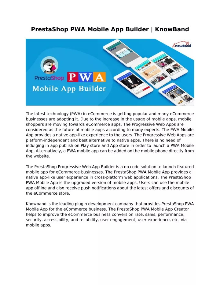 prestashop pwa mobile app builder knowband