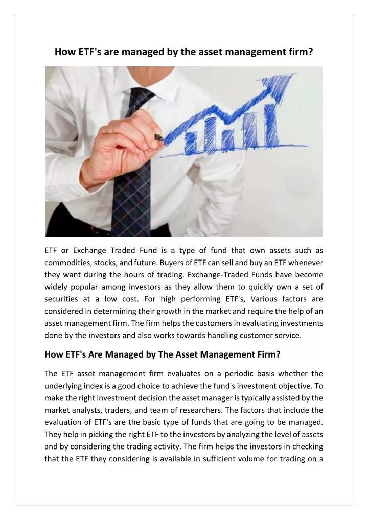 how etf s are managed by the asset management firm