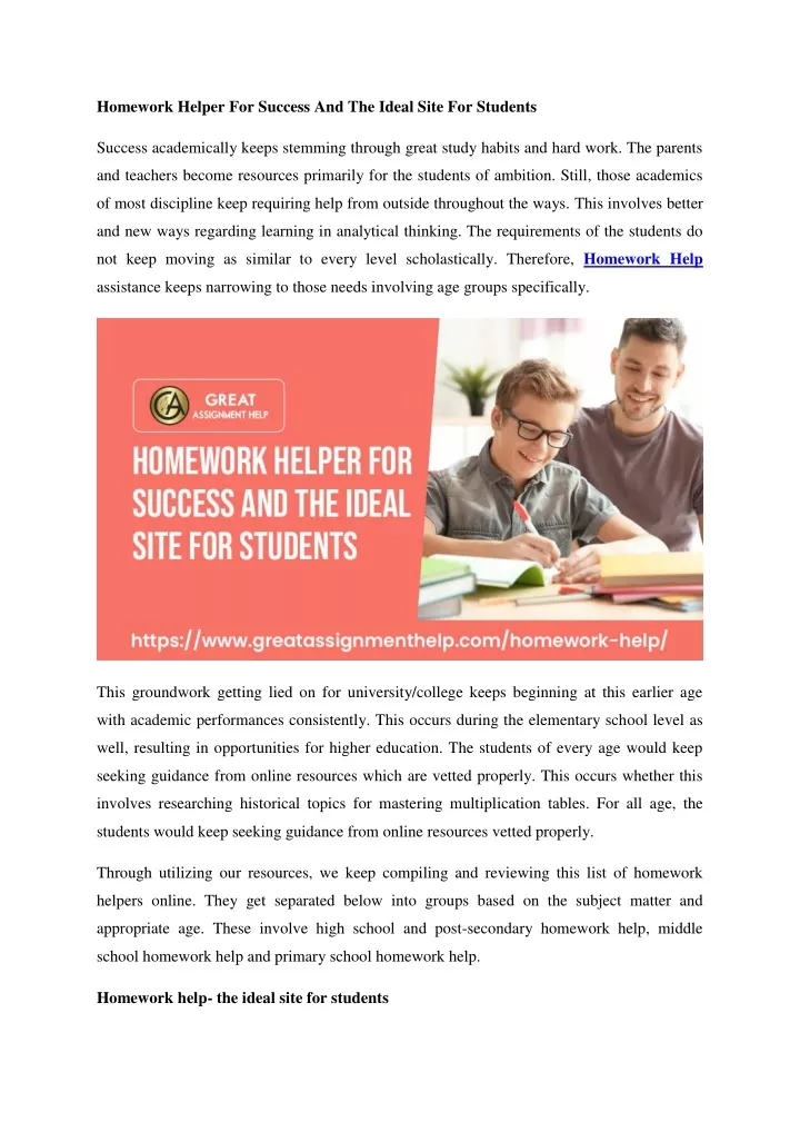 homework helper for success and the ideal site
