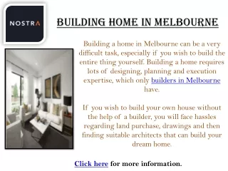 Building home in Melbourne