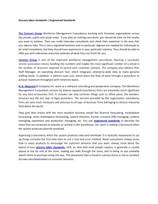 grocery labor standards engineered standards