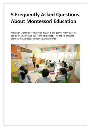 5 Frequently Asked Questions About Montessori Education