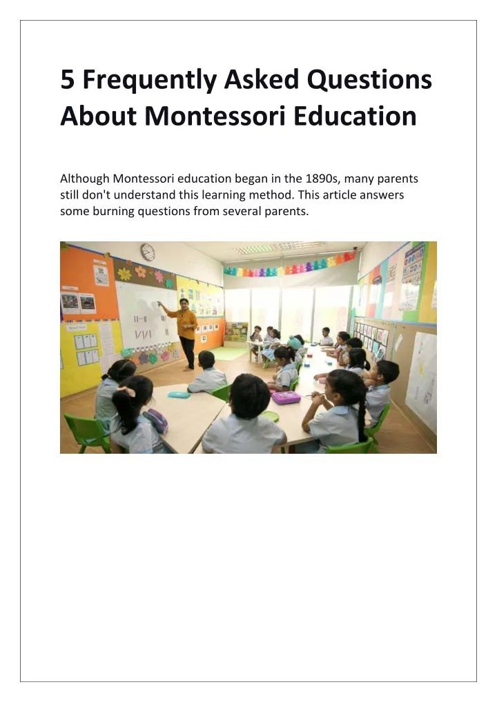 5 frequently asked questions about montessori