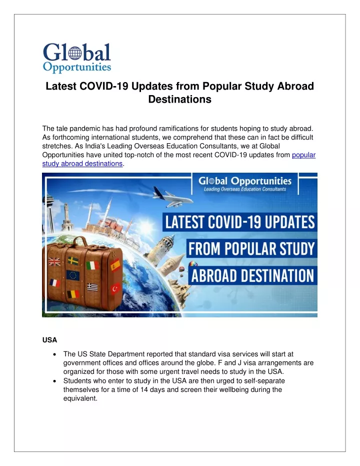 latest covid 19 updates from popular study abroad