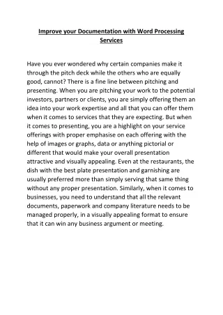 improve your documentation with word processing