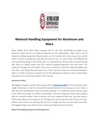 material handling equipment for aluminum and more