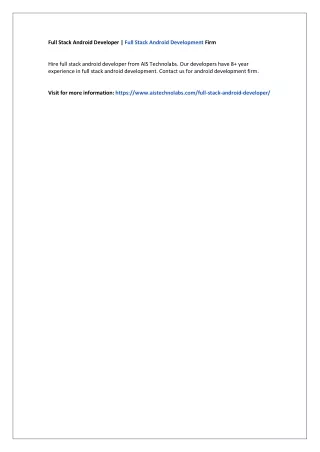 full stack android developer full stack android