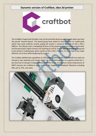Dynamic version of Craftbot, idex 3d printer