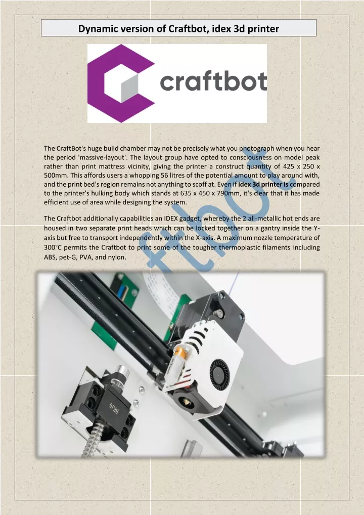 dynamic version of craftbot idex 3d printer