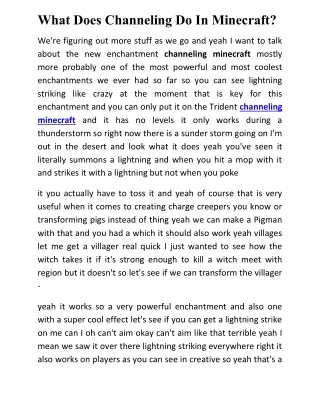 what does channeling do in minecraft