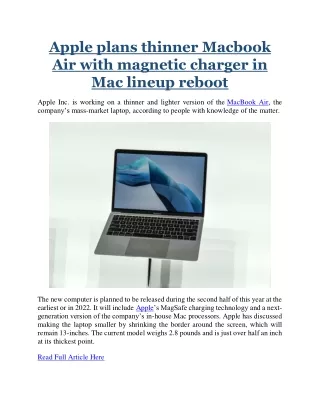 apple plans thinner macbook air with magnetic