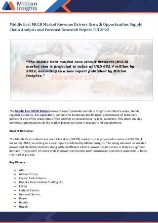middle east mccb market revenue drivers growth