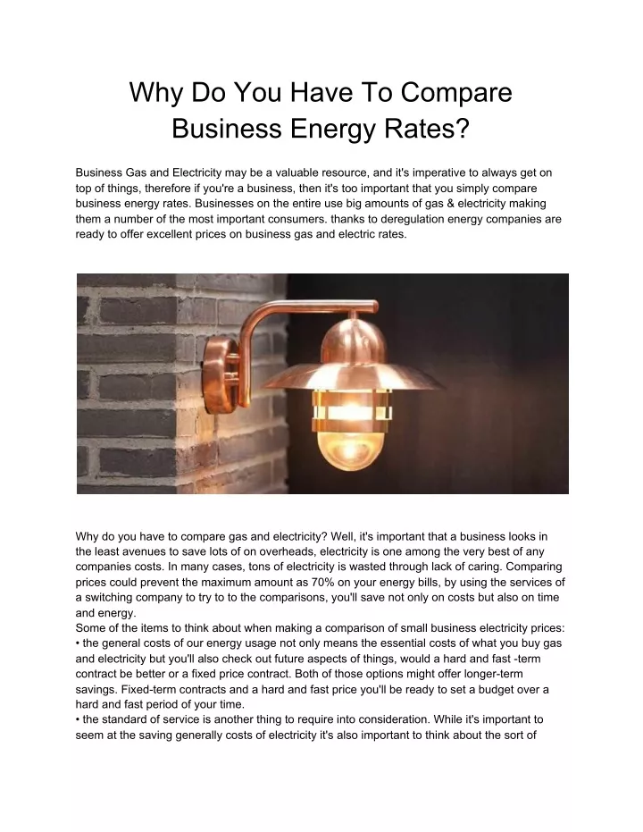 why do you have to compare business energy rates