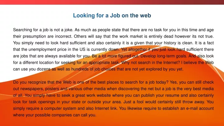 looking for a job on the web