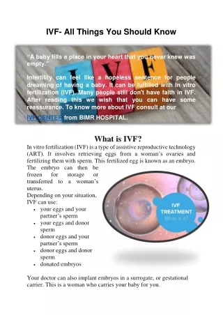 IVF- All Thing You Should Know