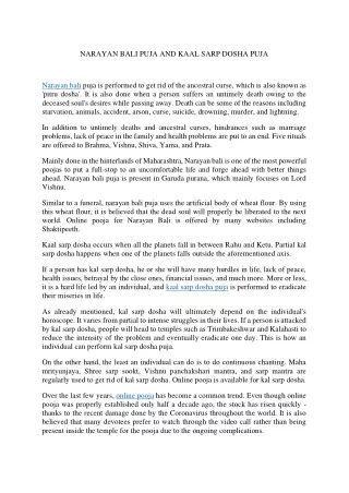 narayan bali puja and kaal sarp dosha puja