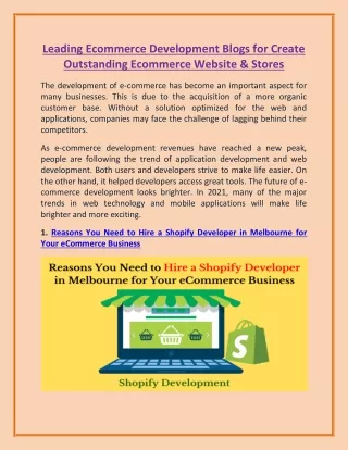 leading ecommerce development blogs for create