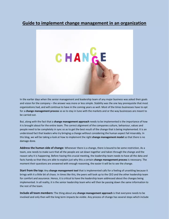 guide to implement change management