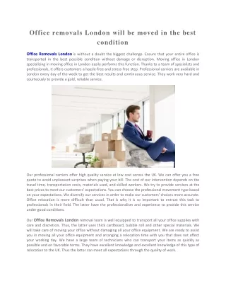 office removals london will be moved in the best