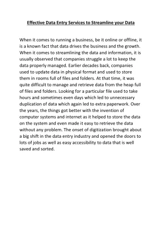 effective data entry services to streamline your