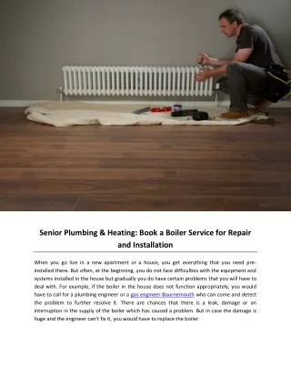 Senior Plumbing & Heating: Book a Boiler Service for Repair and Installation