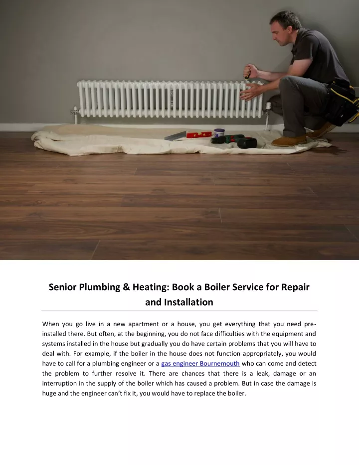 senior plumbing heating book a boiler service