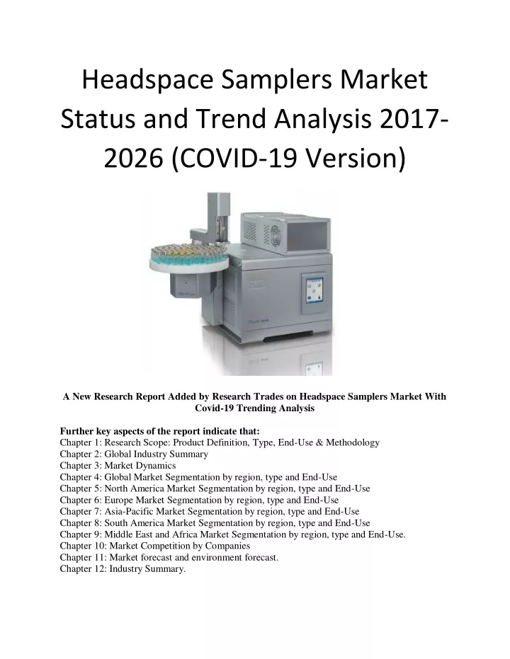 headspace samplers market status and trend