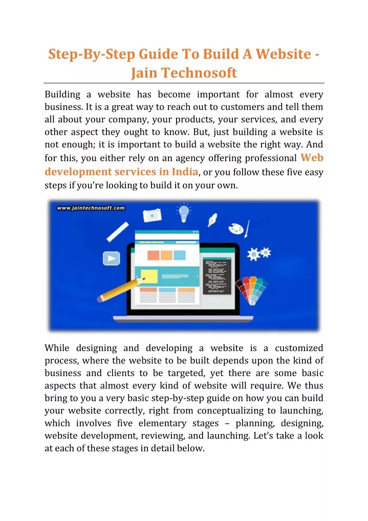 step by step guide to build a website jain