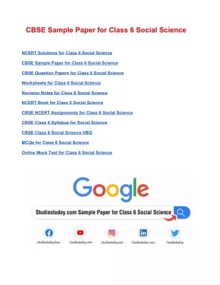 cbse sample paper for class 6 social science