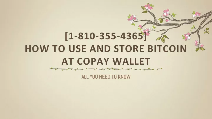 1 810 355 4365 how to use and store bitcoin at copay wallet