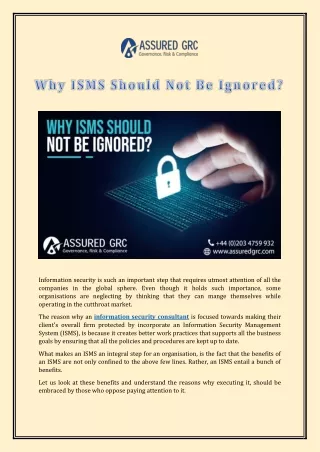 Why ISMS should not be ignored?