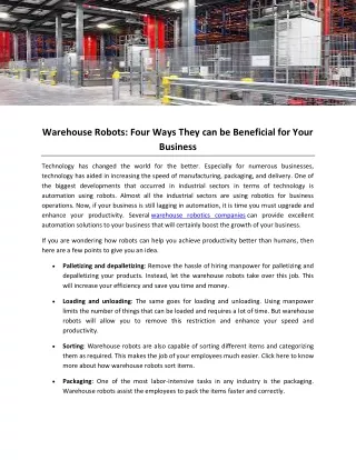 warehouse robots four ways they can be beneficial