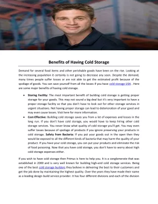 benefits of having cold storage