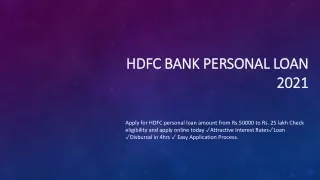 Apply For HDFC Bank Personal Loan Now