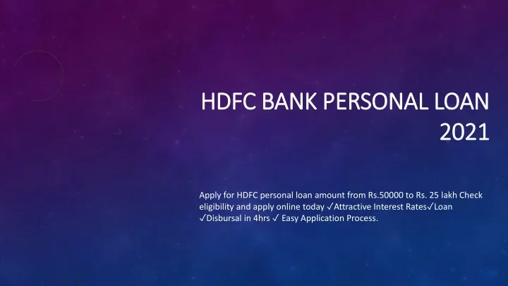 hdfc bank personal loan 2021