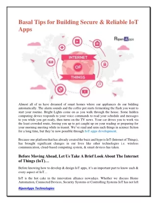 basal tips for building secure reliable iot apps