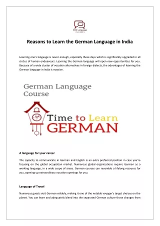 Reasons to Learn the German Language in India