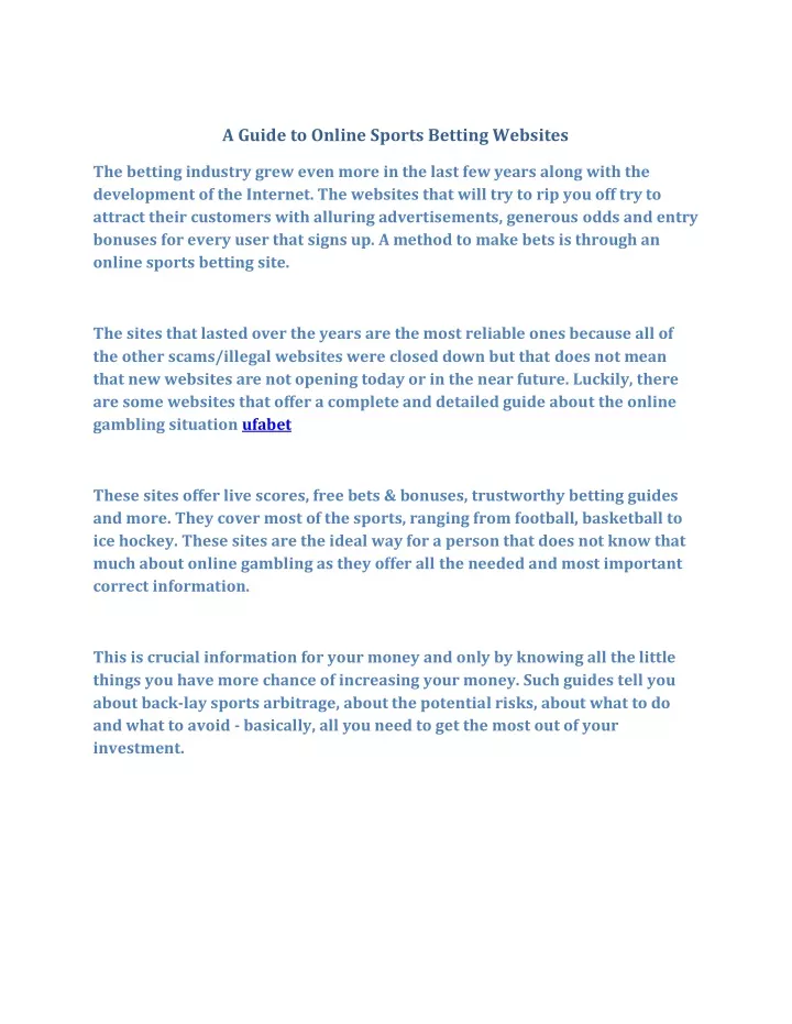 a guide to online sports betting websites