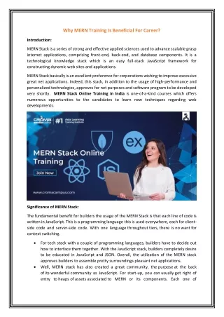 why mern training is beneficial for career