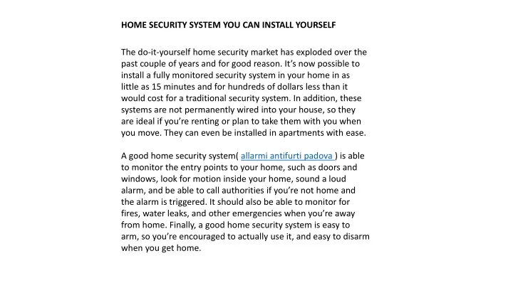 home security system you can install yourself