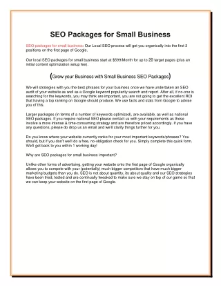 Small Business Seo Packages
