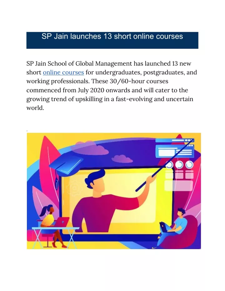 sp jain launches 13 short online courses