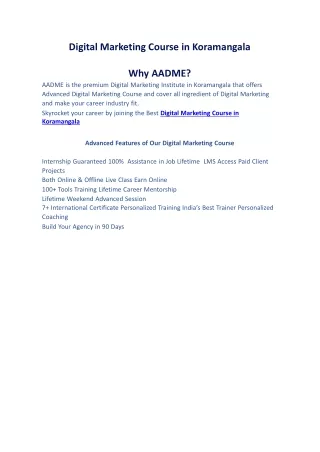 Digital Marketing Course in Koramangala