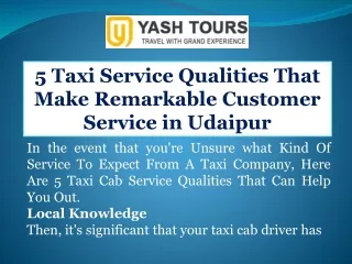5 taxi service qualities that make remarkable