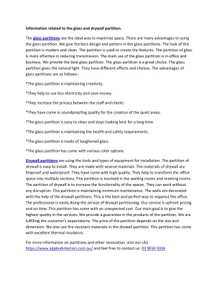 information related to the glass and drywall
