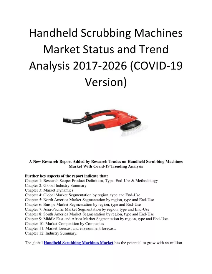 handheld scrubbing machines market status