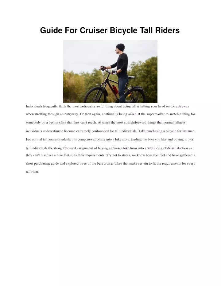 guide for cruiser bicycle tall riders