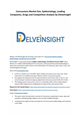Concussions Market Size, Epidemiology, Leading Companies, Drugs and Analysis by DelveInsight